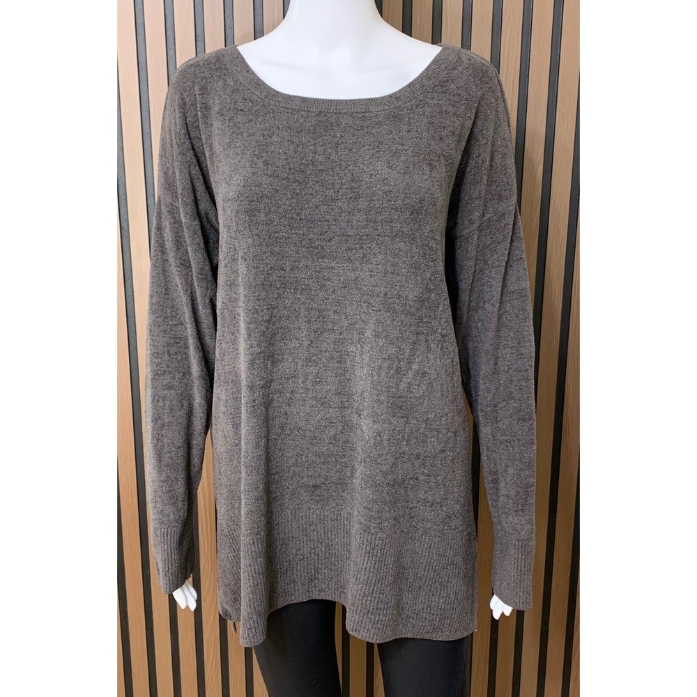 Barefoot Dreams CozyChic Ultra Lite Scoop Neck Sweater Gray XL